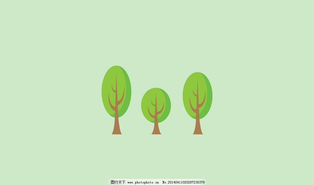 三棵树 树 设计 手绘 绿色 壁纸 绿化 简洁 背景底纹 底纹边框 28dpi