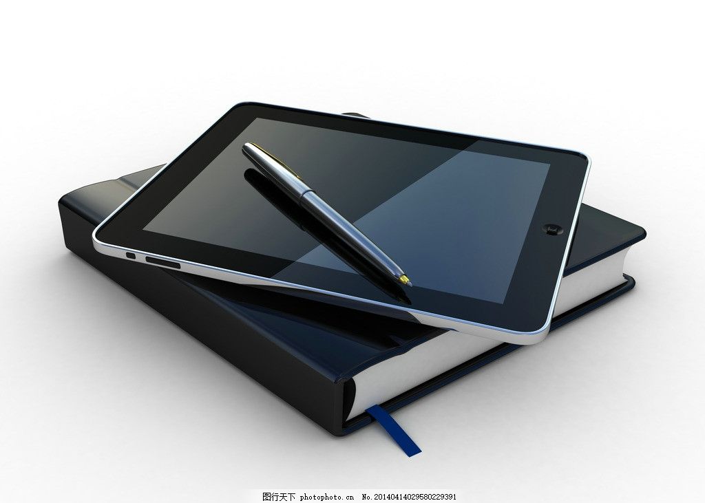 ipad图书文具,平板电脑 教育 书本 教科书 钢笔