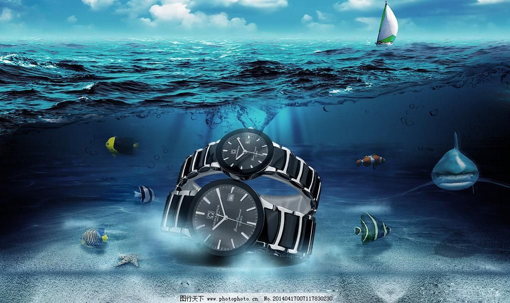 手表广告海报图片,防水手表海报 放射光芒 广告设计模板-图行天下图库