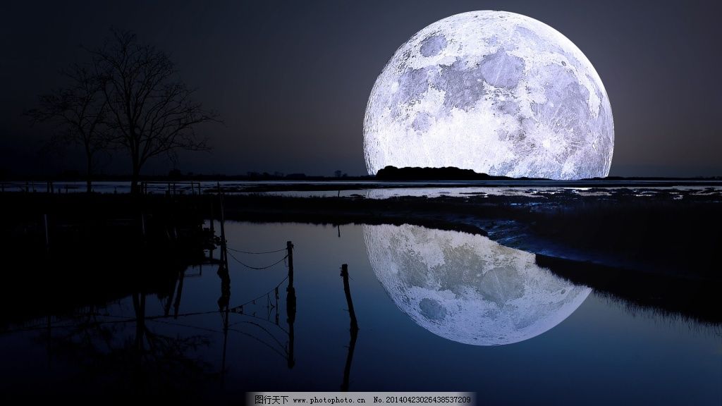 月球倒映个性夜景壁纸