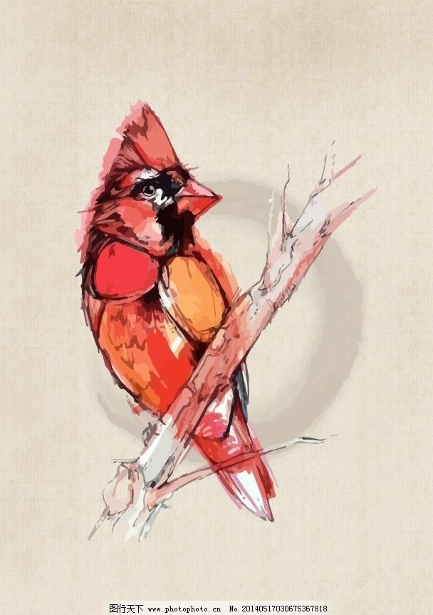 站在树枝上的鸟 站立 树叶 叶子 创意图案 动漫 英文 抽象 几何