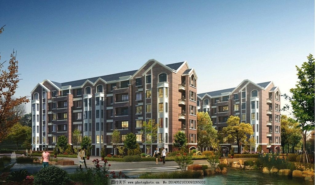 住宅效果 住宅 小区 小高层 法式建筑 景观 psd分层素材 源文件 72dpi