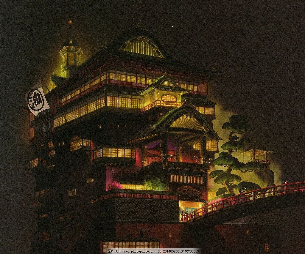 千与千寻 场景设计 宫崎骏 手绘 钢笔画 水彩画 科幻 动画片 风景漫画图片