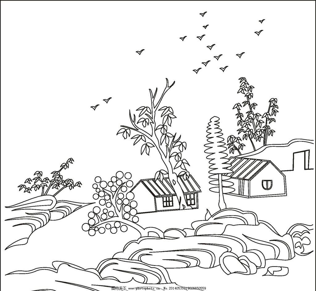 亲子卡通简笔画 学画漂亮的山水风景画，简单好画_哔哩哔哩 (゜-゜)つロ 干杯~-bilibili