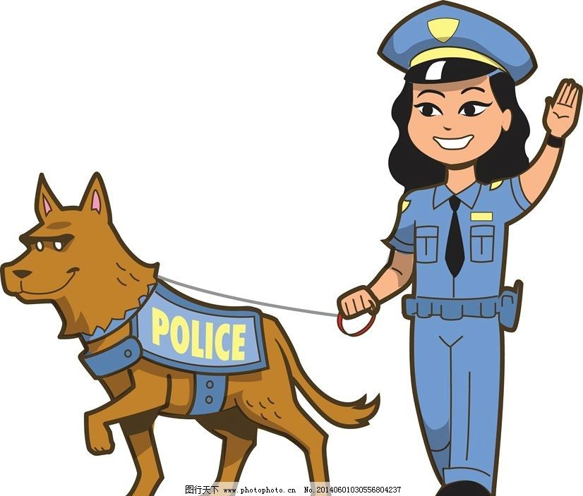 女警警犬警察图片_卡通设计_广告设计_图行天