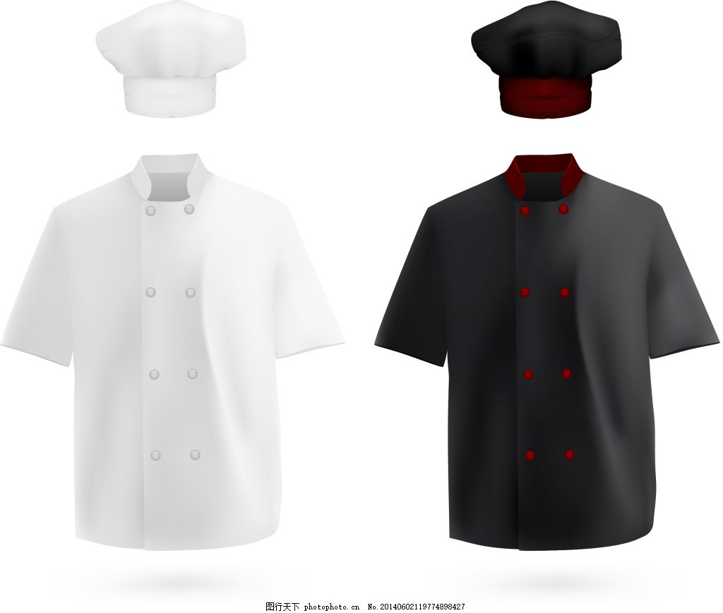 厨师服装,黑白 职业装 白色-图行天下图库
