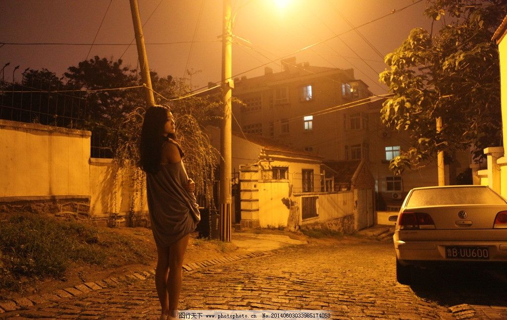 夜晚一个人走在街头相关图片展示