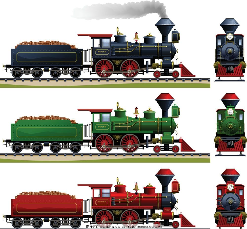 蒸汽火车火车头 - 火车简笔画_快车简笔画_火车简笔画