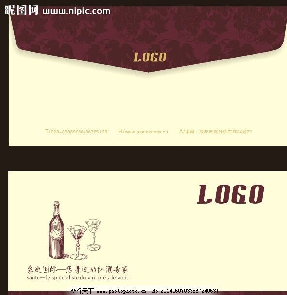 信封 欧式 法国 红酒 暗调 图片素材 其他 设计 cdr