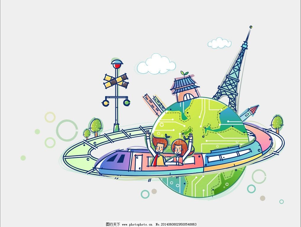 玩转地球图片,男孩 女孩 世界 环绕 旅游 百度广告-图行天下图库