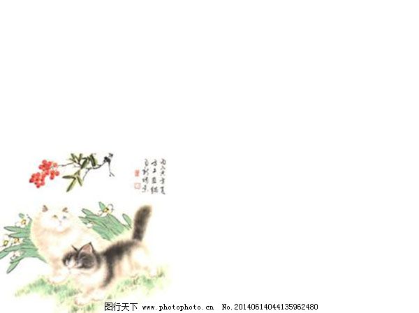 古典精美ppt模板免费下载,猫 中国风-图行天下