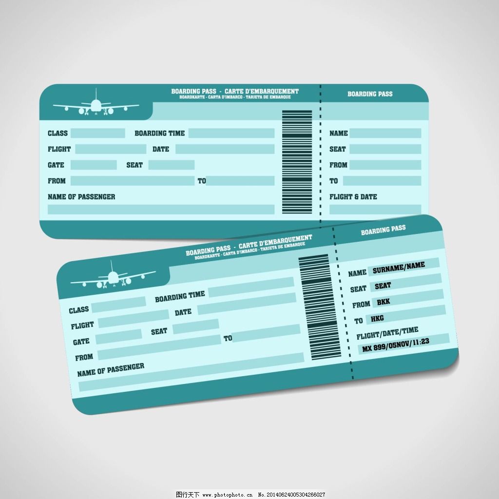 蓝色机票,蓝色机票免费下载 飞机票 旅行 矢量图 广告设计-图行天下图库