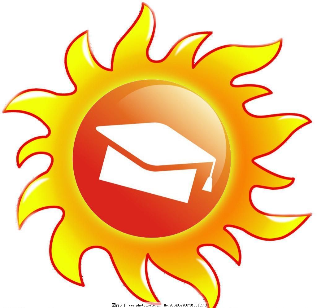 培训logo,标志图标 博士帽 红日 教育 太阳 海报