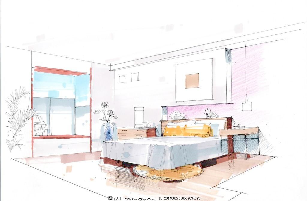 桌子手绘设计线稿