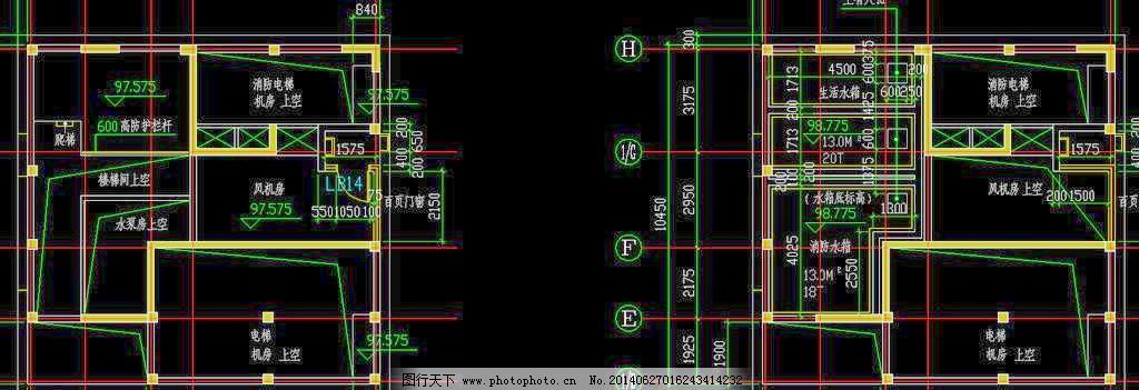 新港大厦 水箱 风机房详图_室内图纸_CAD素材