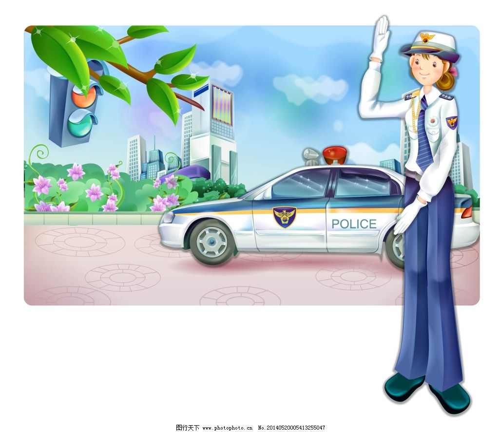 指揮的女交警PSD圖案素材免費下載，可愛卡通圖片，尺寸1500 × 1500px - Lovepik