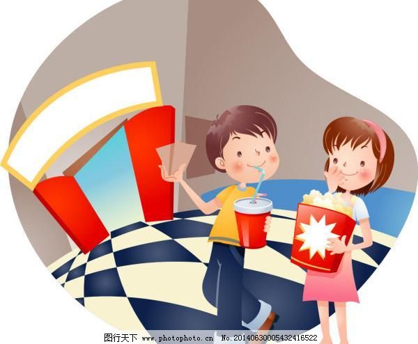 电影院卡通画法_电影院卡通画_电影院看电影卡通