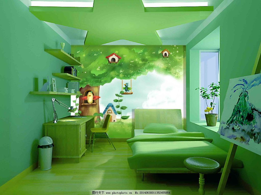 绿色儿童房装饰装修素材免费下载(图片编号:994292)-六图网